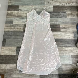 Private Luxuries light pink + white lace maxi slip dress